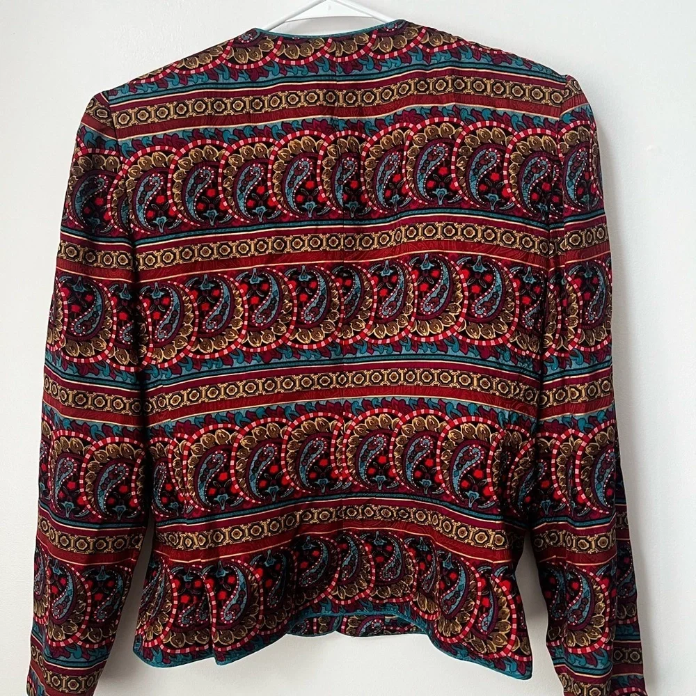 Adrianna Papell Red and Gold Paisley Jacket